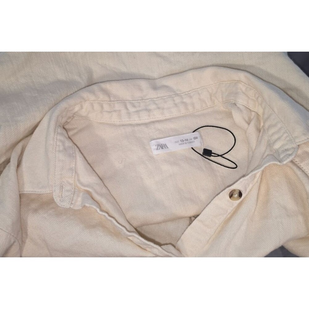 Zara Girls Size 13/14 YEars CM 164 Button Front Shirt Jacket Layer Beige - Picture 3 of 3
